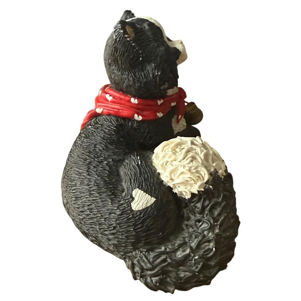 Vintage 1995 Kathy Wise Enesco Tuxedo Cat Figurine Red Heart Bandana Brass‎ Bell